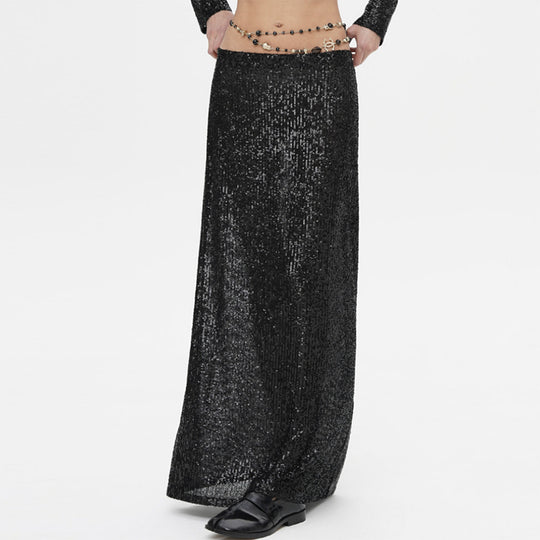 Damen Glitzernder Maxi-Rock mit schmalem Schnitt und hohem Bund EB
