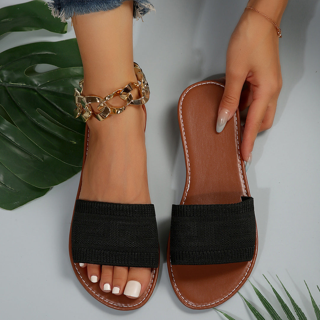 Damen trendige Slide-Sandalen mit elastischem Obermaterial und komfortabler Sohle EB