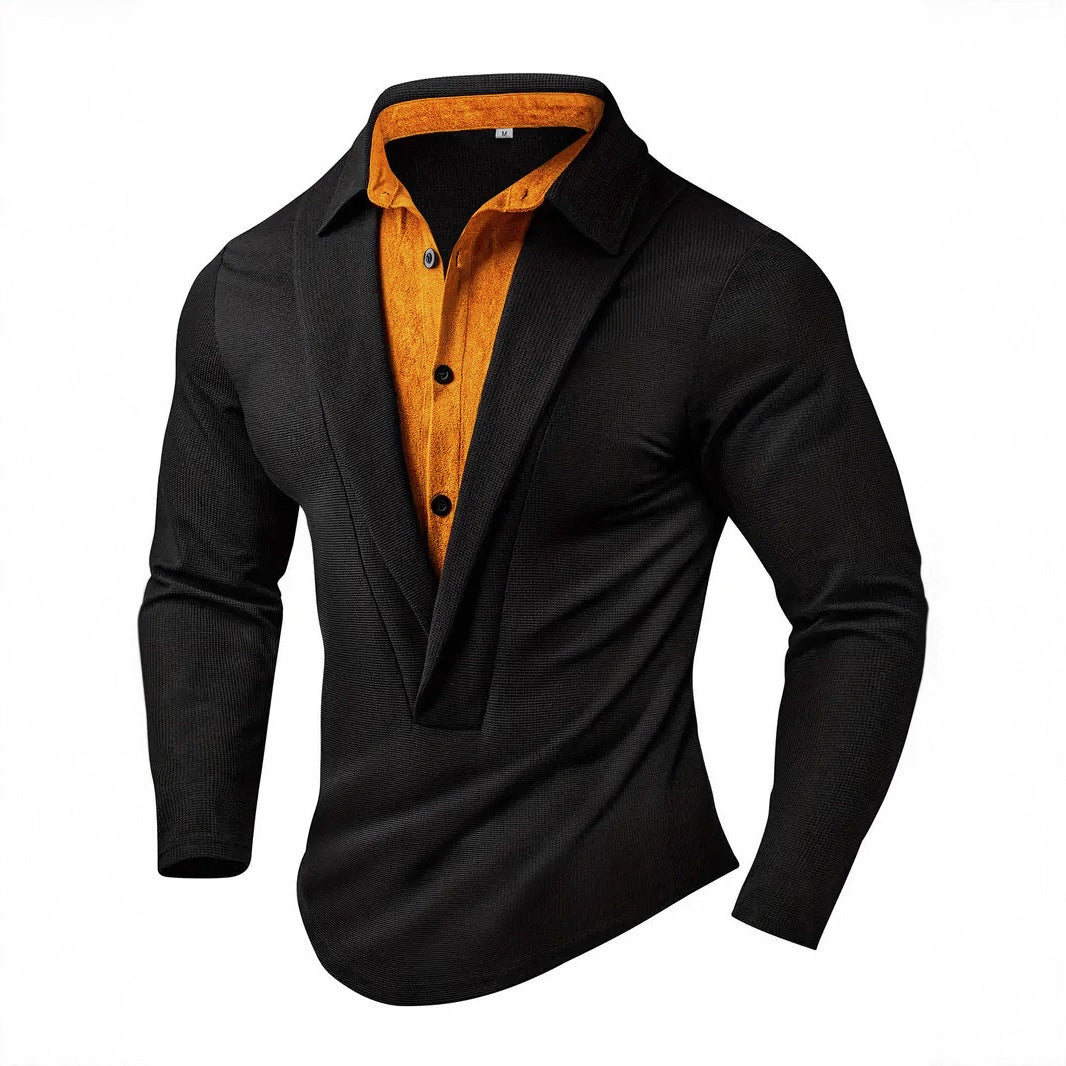 Herren Elegantes Langarmhemd mit modernem Kragen und texturiertem Design EB