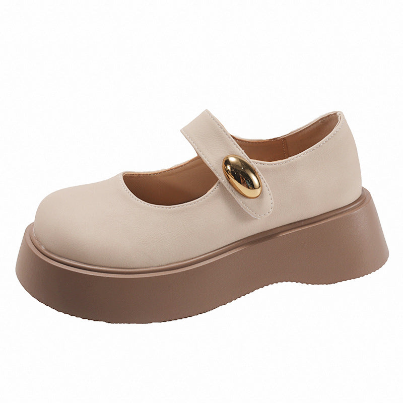 Damen Modische Plateau-Mary Jane Schuhe mit dekorativem Riemen und komfortabler Sohle EB
