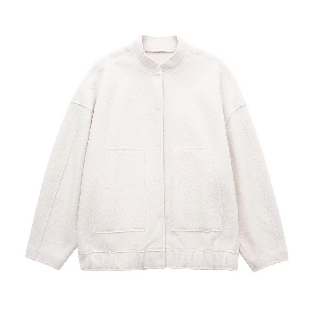 Damen Kuschelige Oversized-Jacke aus flauschigem Material mit praktischen Taschen EB