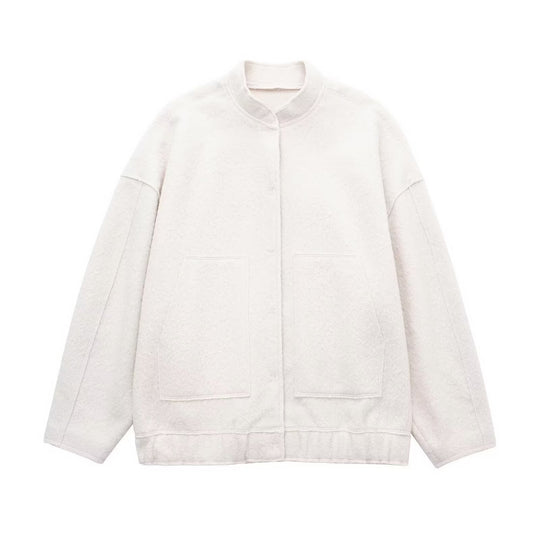 Damen Kuschelige Oversized-Jacke aus flauschigem Material mit praktischen Taschen EB