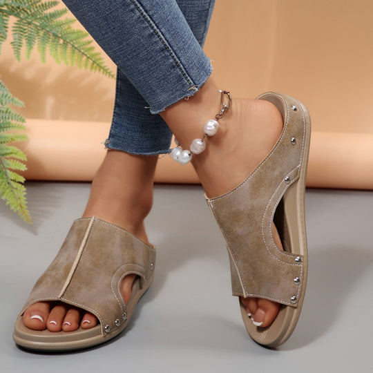 Damen Komfortable Slide-Sandalen mit modischem Cut-Out-Design und elegantem Strassbesatz EB