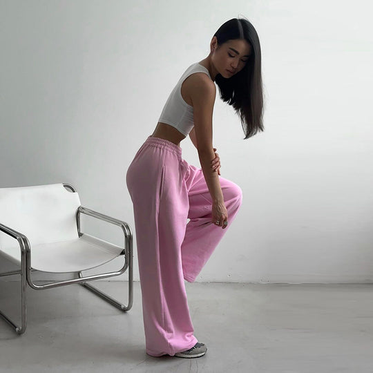 Damen bequeme Freizeithose mit elastischem Bund und weitem Schnitt EB