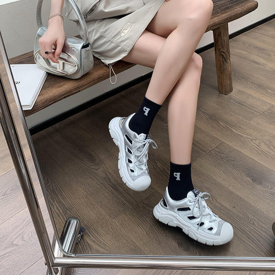 Damen Sportliche Sneaker mit atmungsaktiver Oberflächenstruktur und rutschfester Sohle EB