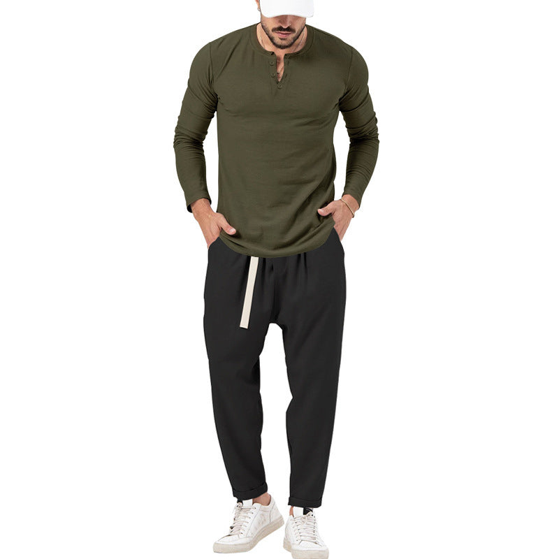 Herren Bequeme Jogginghose mit modischen Details und lässigem langarm Shirt EB