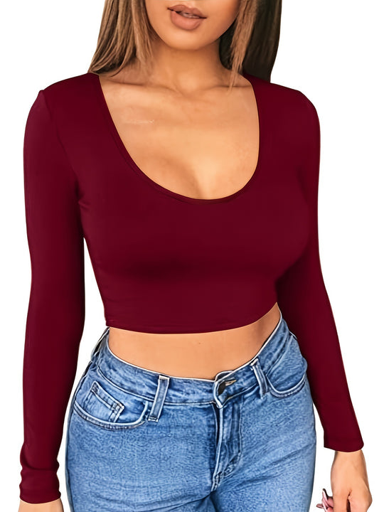 Damen Langarm Crop Top EB