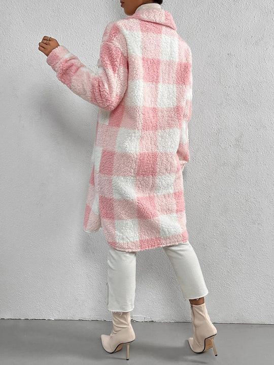 EB | Weiche Teddyjacke mit Karomuster Warm und Komfortabel Perfekt für Den Herbst