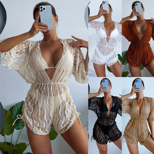 Damen Transparente Strandoveralls EB
