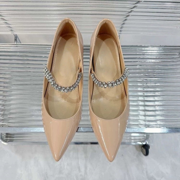 Damen elegante spitze Pumps mit funkelndem Riemen EB