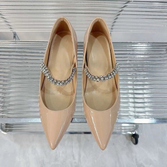 Damen elegante spitze Pumps mit funkelndem Riemen EB