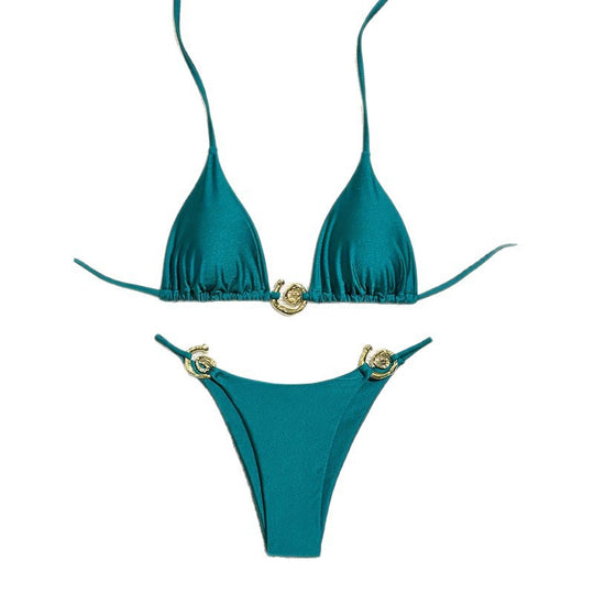 Damen Triangel-Bikini mit eleganten Gold-Details EB