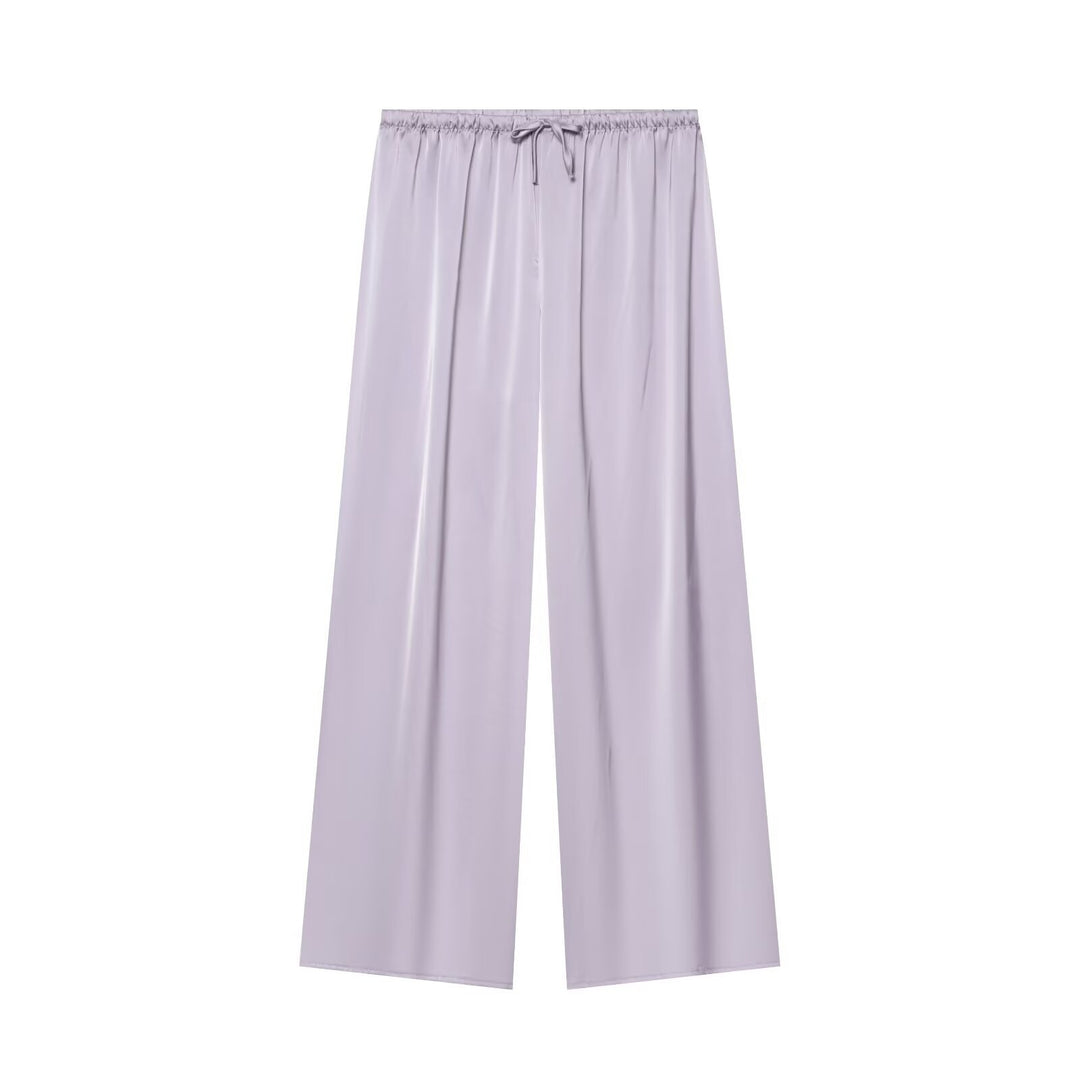 Damen nan luftig-weite Palazzo-Hose mit elastischem Bund und Kordelzug EB