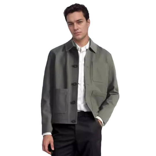 Herren moderne Utility-Jacke mit praktischen Taschen und hohem Kragen EB