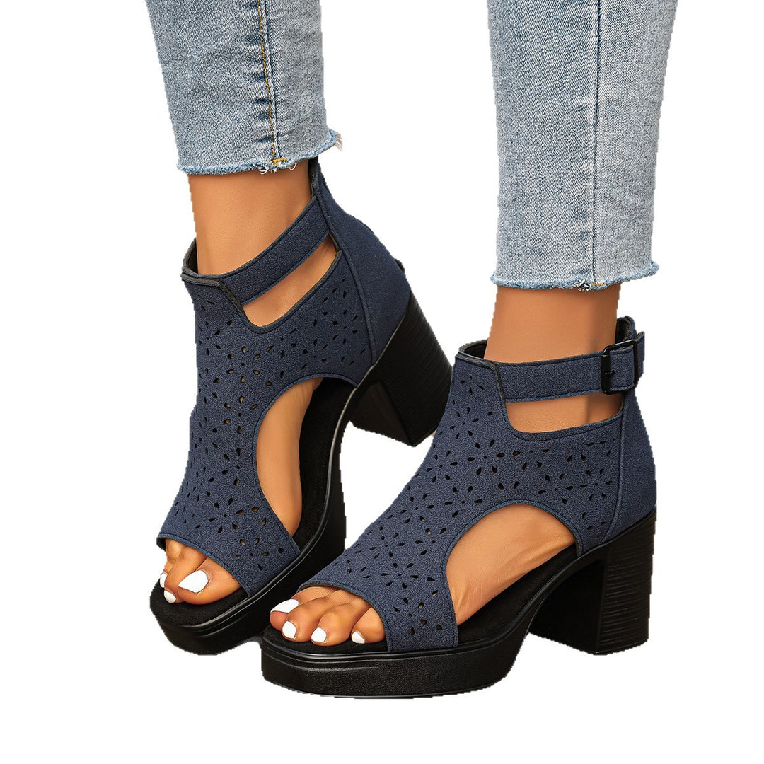 Damen Modische Plateau-Sandalen mit atmungsaktivem Cut-Out-Design EB