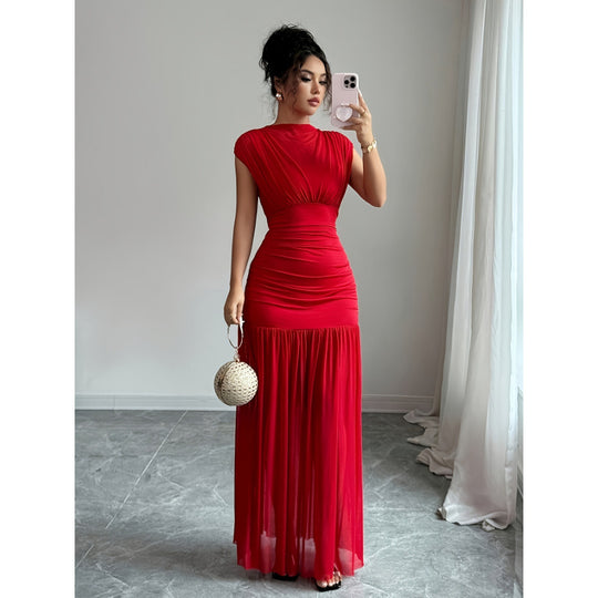 Damen Elegantes Maxikleid mit figurbetontem Schnitt und fließendem Rock EB