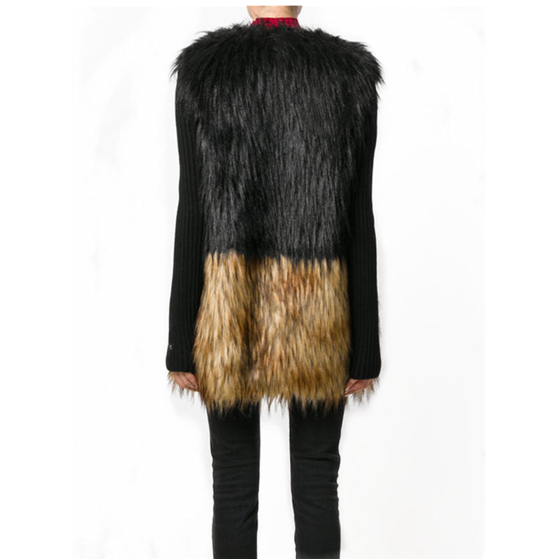 Damen Luxuriöse Kunstpelzjacke mit natürlichem Farbverlauf EB