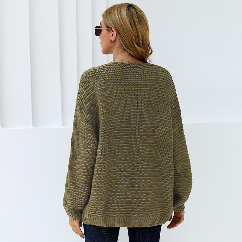 Damen Strickjacke mit zeitlosem Zopfmuster EB
