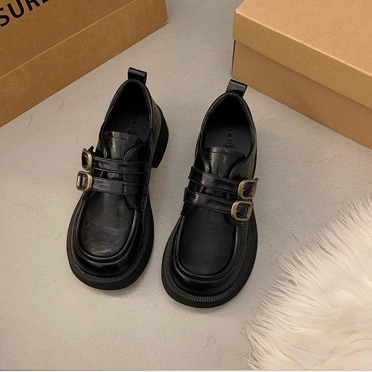 Damen Schnürschuhe mit doppeltem Riemen und modischem Plateau EB