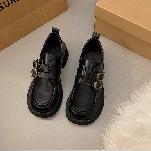 Damen Schnürschuhe mit doppeltem Riemen und modischem Plateau EB