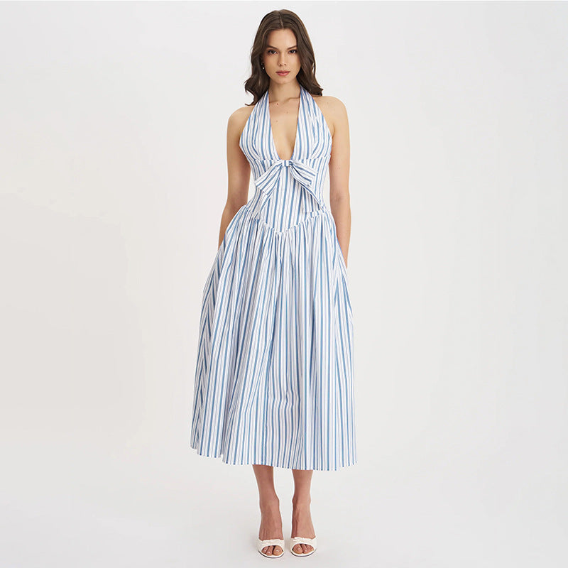 Damen Maxikleid mit verspieltem Wickeldesign und elegantem V-Ausschnitt EB