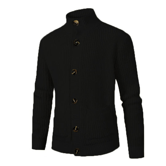 Herren modischer Strickcardigan mit hohem Kragen und Knopfdetails EB