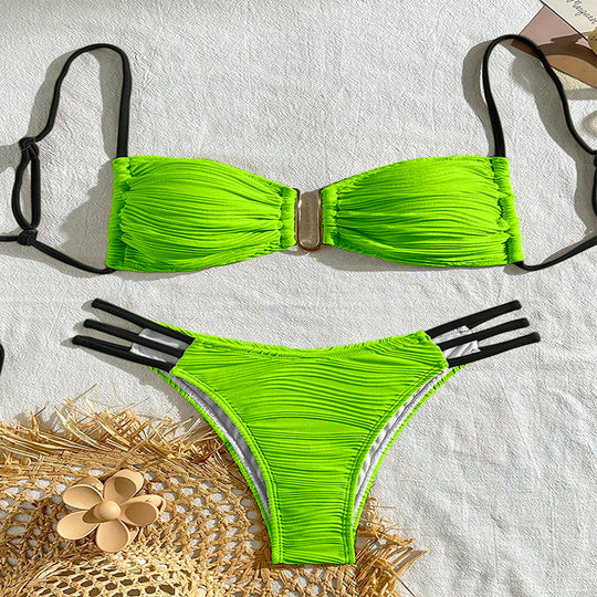 Damen Bandeau-Bikini mit raffiniertem Rüschendesign EB