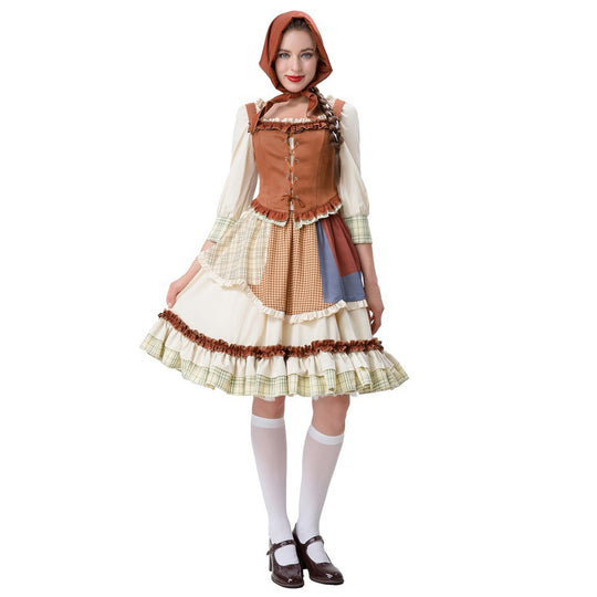 Damen historisches Trachtenkleid mit detailverliebt gestaltetem Oberteil und voluminösem Rock EB