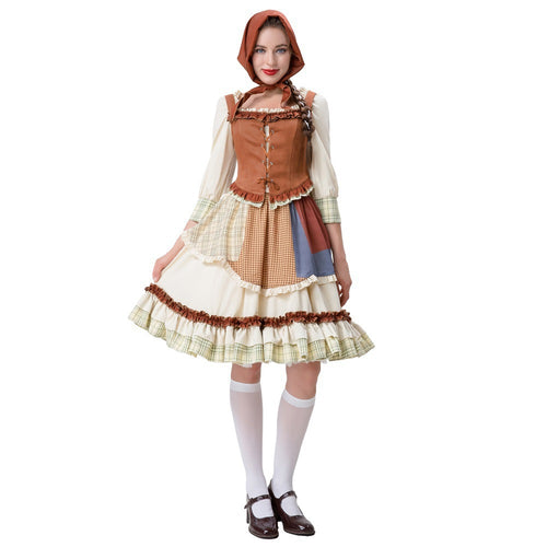Damen historisches Trachtenkleid mit detailverliebt gestaltetem Oberteil und voluminösem Rock EB