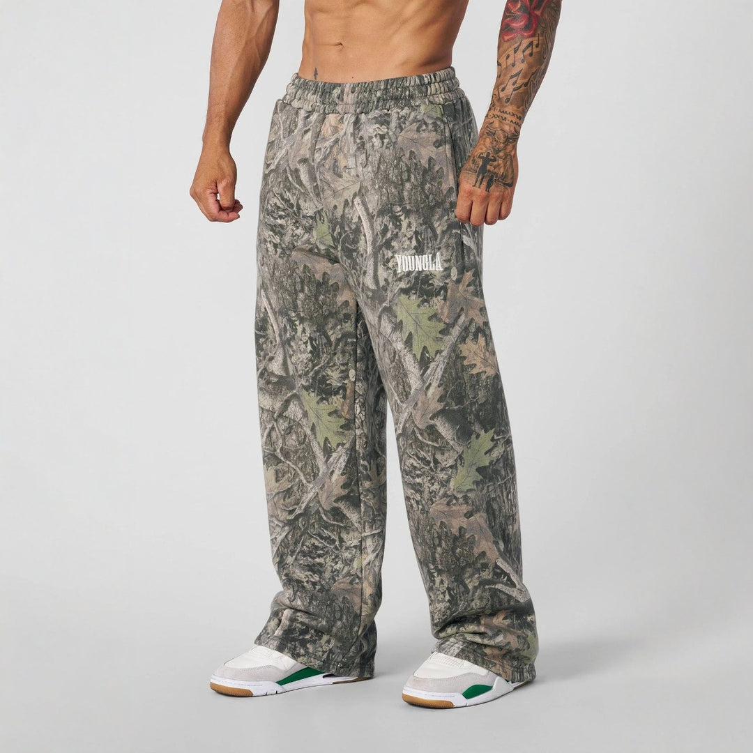 Herren nan weite Camouflage-Jogginghose mit elastischem Komfortbund und Oberschenkel-Logo EB