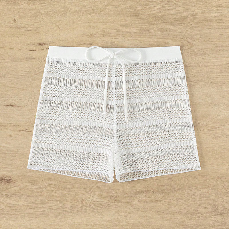 Damen Elegante Badeshorts mit transparentem Netzdesign EB