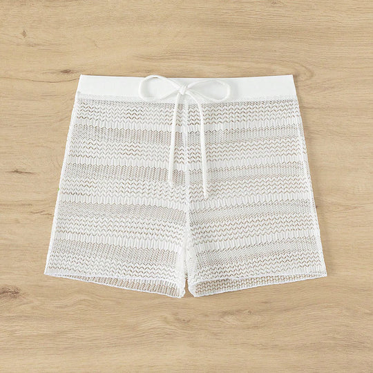 Damen Elegante Badeshorts mit transparentem Netzdesign EB