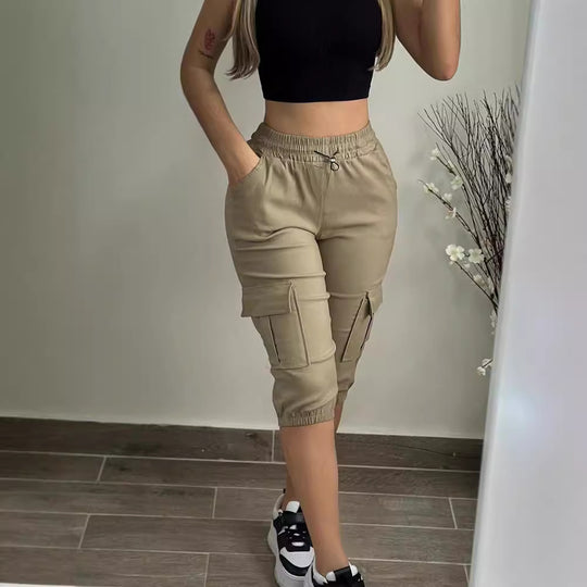 Damen Cargo-Shorts mit praktischem Taschen-Design und elastischem Bund EB