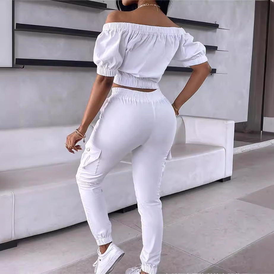 Damen Crop-Top mit Cut-Outs und aufgesetzten Taschen EB