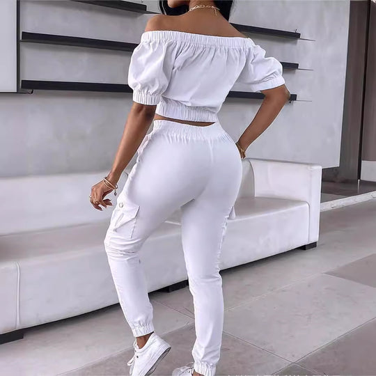 Damen Crop-Top mit Cut-Outs und aufgesetzten Taschen EB