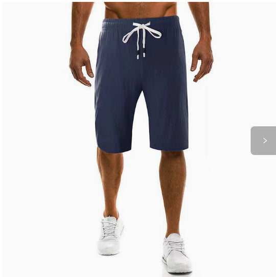 Herren nan leichte Leinenhose mit elastischem Bund weites Bein und seitlichen Eingrifftaschen EB
