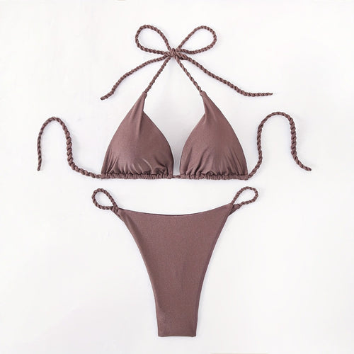 Damen Triangel-Bikini mit geflochtenen Trägern EB