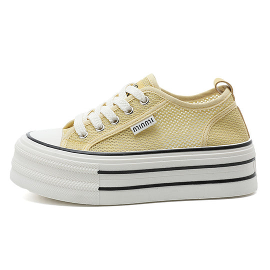 Damen Premium Plateau Sneakers mit atmungsaktivem Obermaterial EB