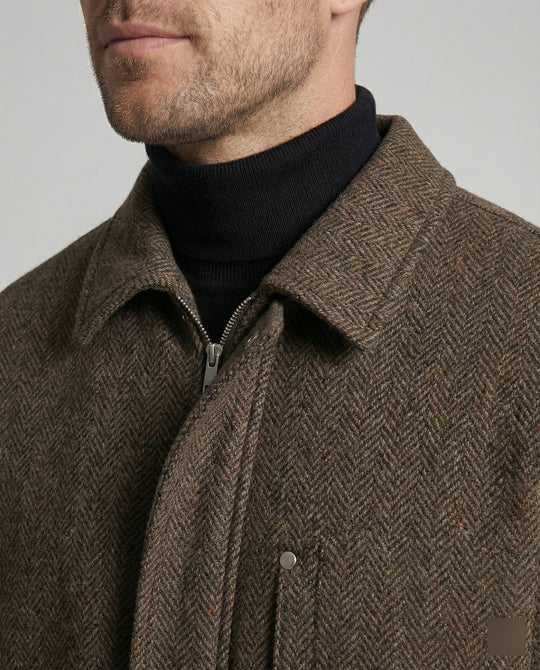 Herren kastig geschnittener Wollmix-Überzieher mit Hemdkragen verdeckter Druckknopfleiste und Brustpaspeltasche EB