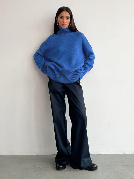 Damen Kuscheliger Rollkragenpullover aus hochwertiger Baumwollmischung mit lockerer Passform EB