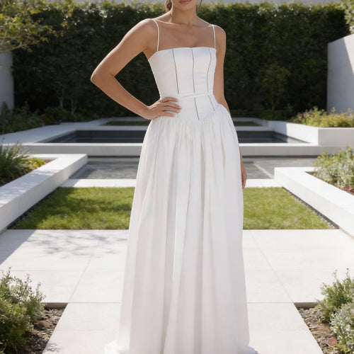 Damen Elegantes Maxikleid mit floralem Muster und schulterfreiem Design EB