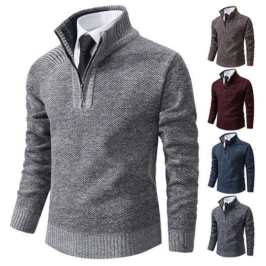 Herren Pullover mit modernem Reißverschluss und strukturierter Oberfläche EB