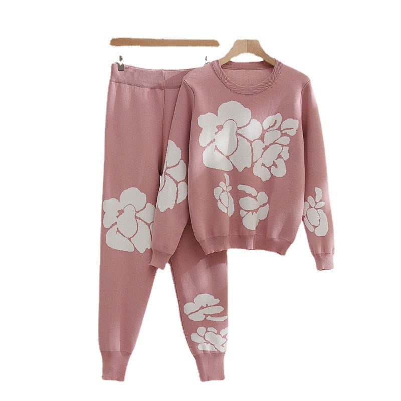 Damen Strickanzug mit floralen Designs EB