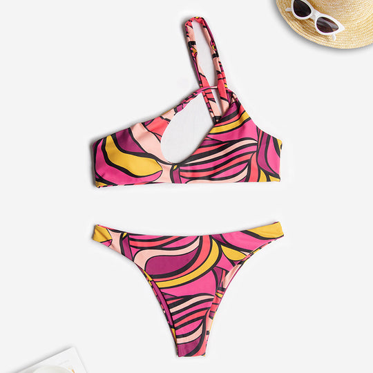 Damen Einseitiger Bikinis mit modischem Cut-Out EB
