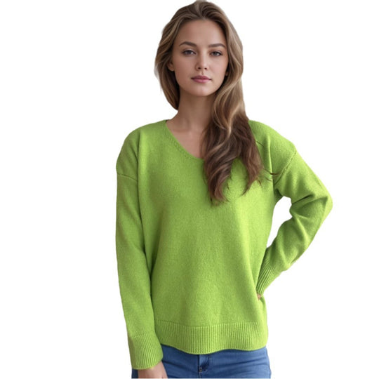 Damen lässiger V-Ausschnitt Pullover mit modernem Strukturdesign EB