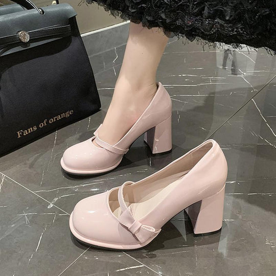 Damen elegante Mary Jane High Heels mit Blockabsatz EB