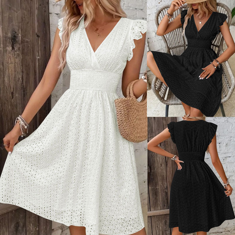 Damen Wickelkleid mit Rüschendetails und figurschmeichelndem Schnitt EB