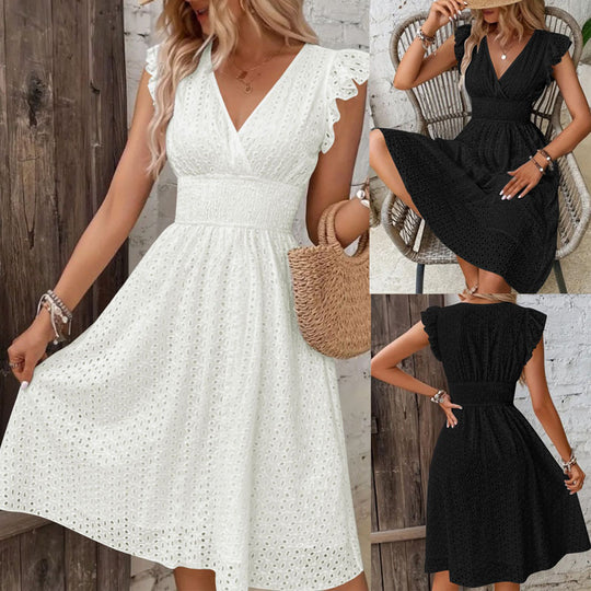 Damen Wickelkleid mit Rüschendetails und figurschmeichelndem Schnitt EB