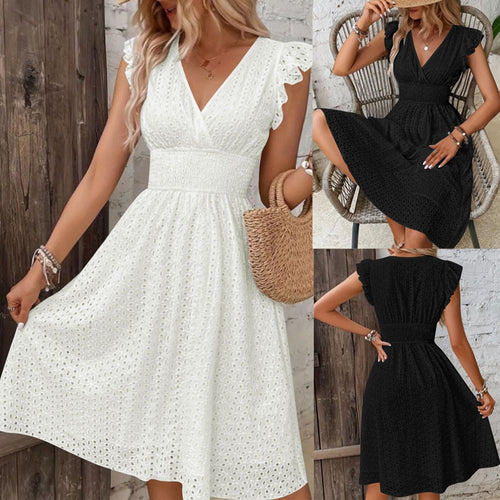Damen Wickelkleid mit Rüschendetails und figurschmeichelndem Schnitt EB