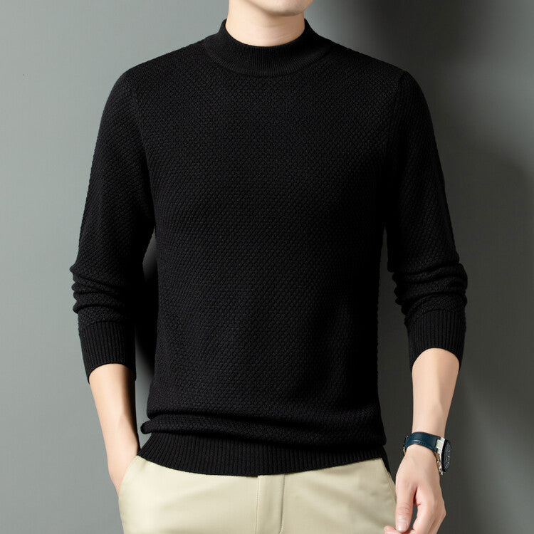 Herren Strukturierter Rollkragenpullover aus hochwertiger Baumwolle EB